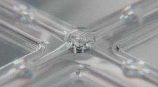 Clear glass channels crossing
