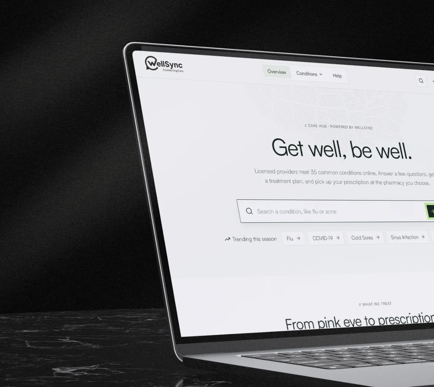 A laptop showing the CareHub patient site