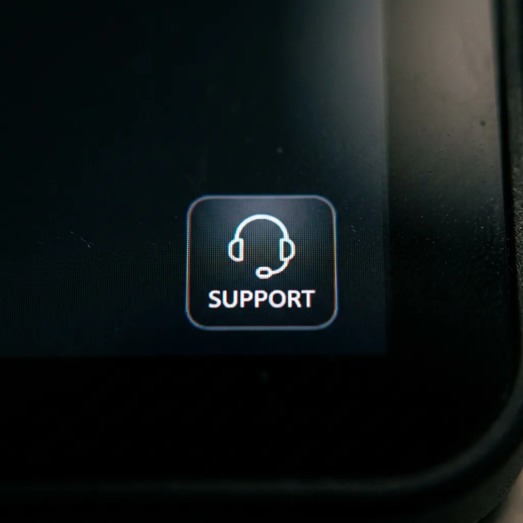A glowing support button