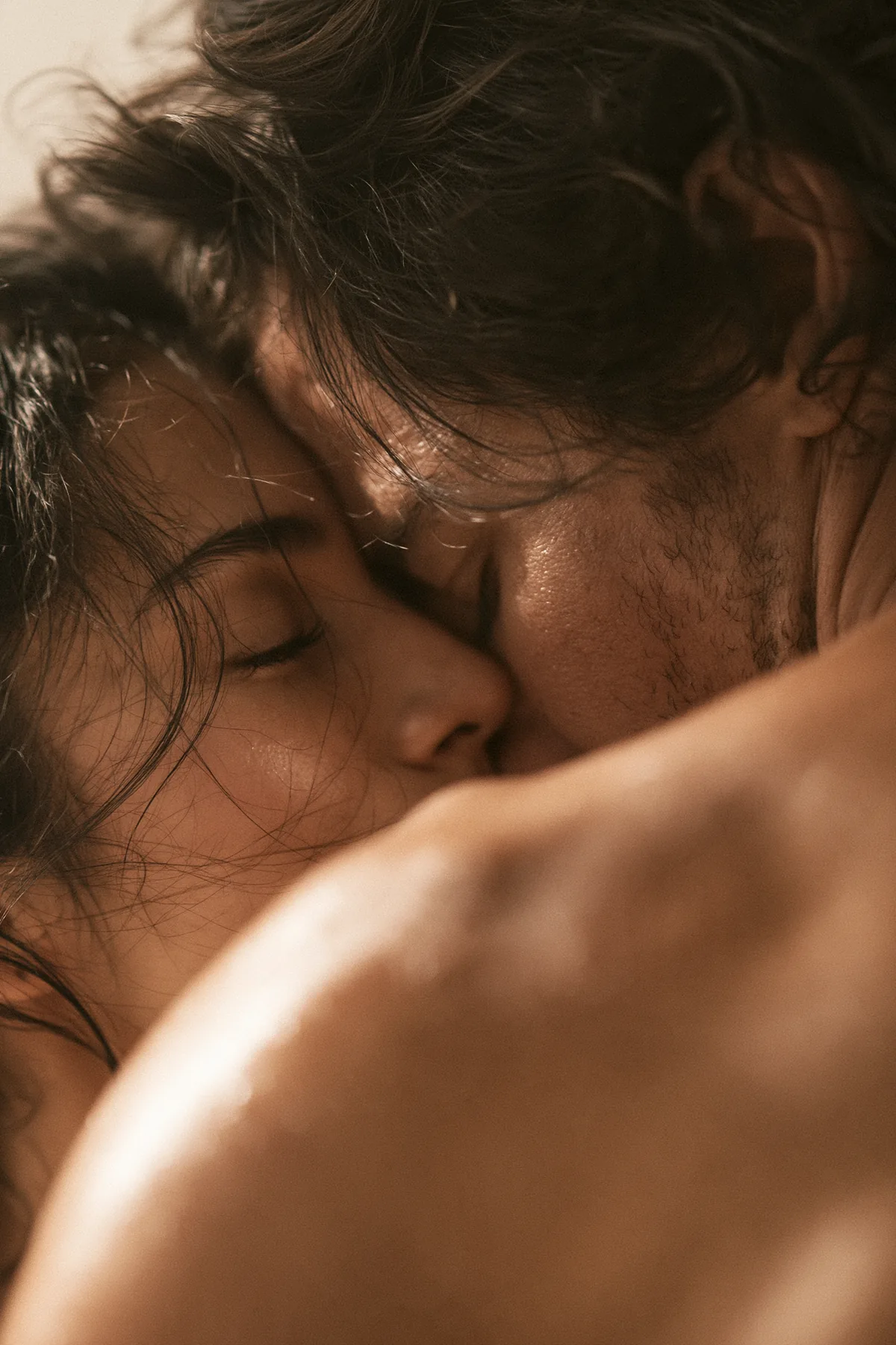 A couple embracing