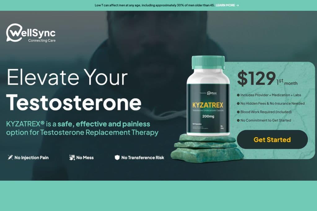 WellSync's KYZATREX testosterone replacement therapy page